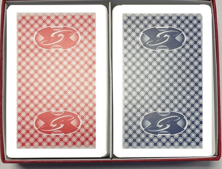 Gemaco Superflex Plastic Playing Cards: 2-deck, Narrow Size, Regular Index, Red/Blue with Border main image